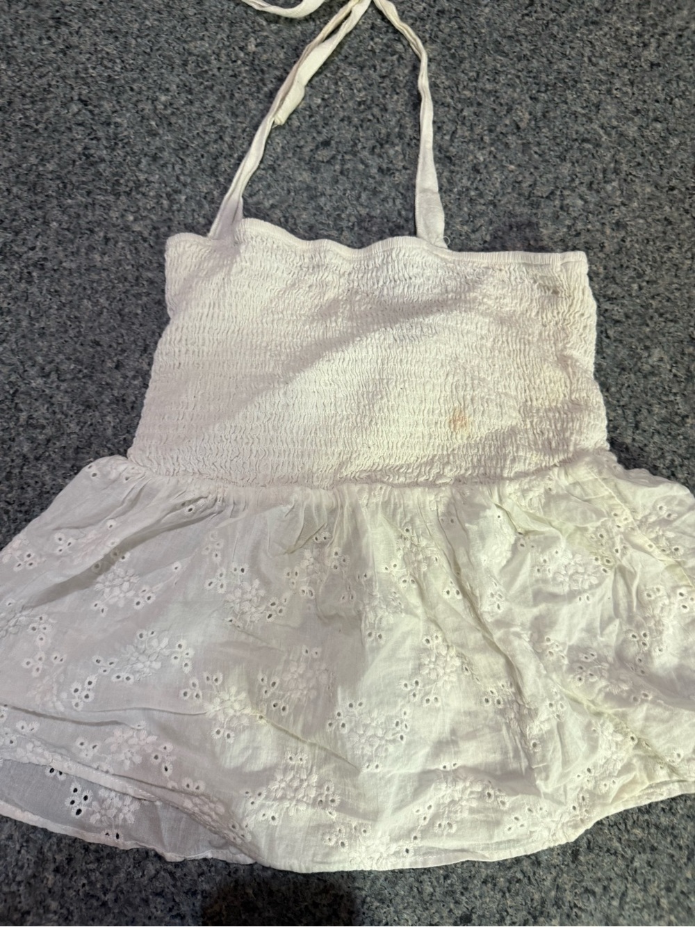 SHEIN White Eyelet Halter Dress Chemise